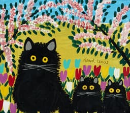 Folk Cat Garden Spring Morning - Wall Art by Recca Art - Abstract wall art thumbnail