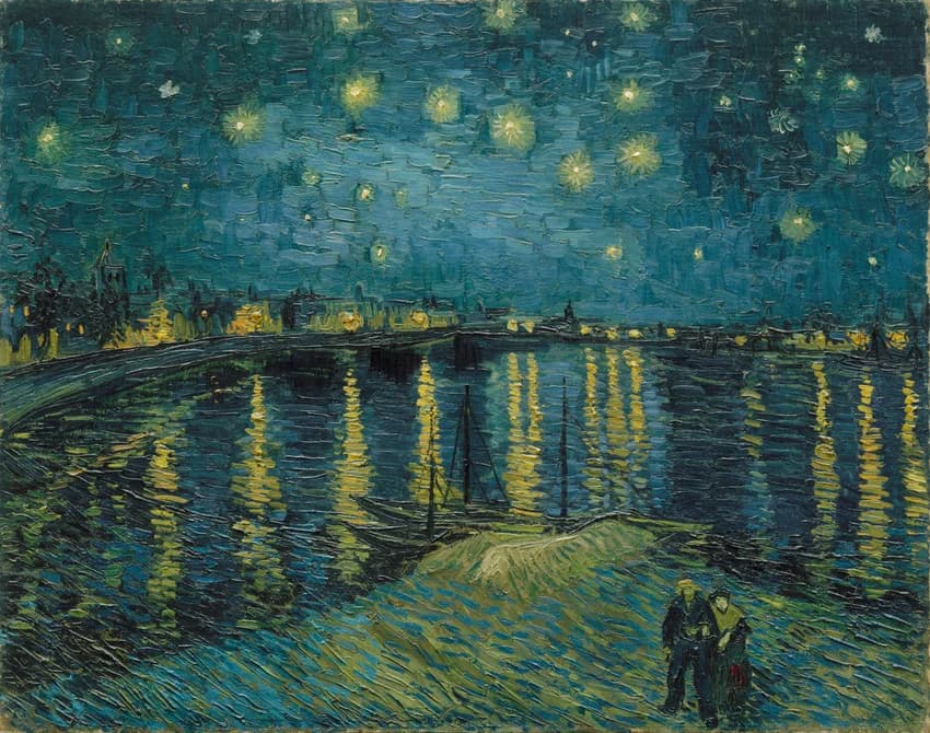 Starry River Night Reflection - Abstract wall art
