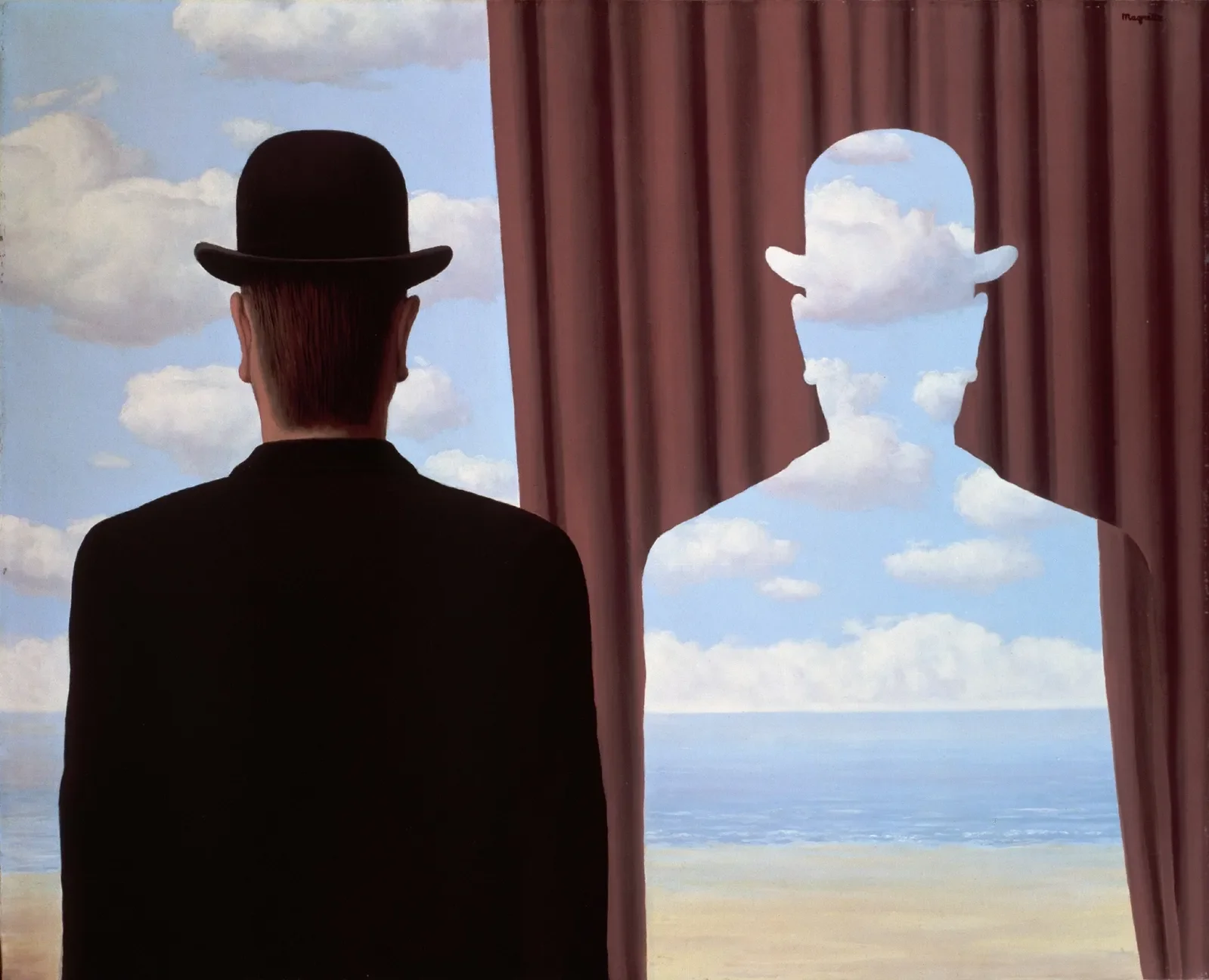Surreal Figure Mirror Contemplation - Abstract wall art