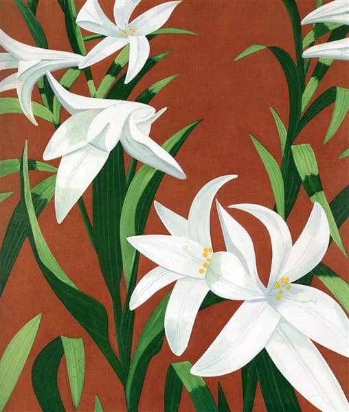 Botanical Lily White Morning Blooming - Abstract wall art