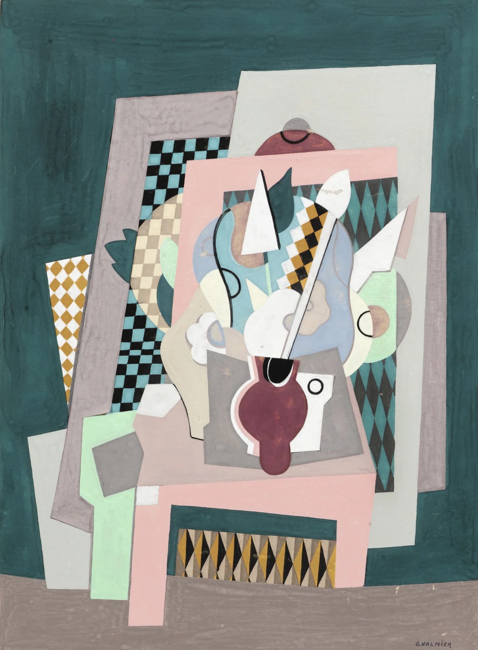 Cubist Still Life Collage - Wall Art by Recca Art - Abstract wall art