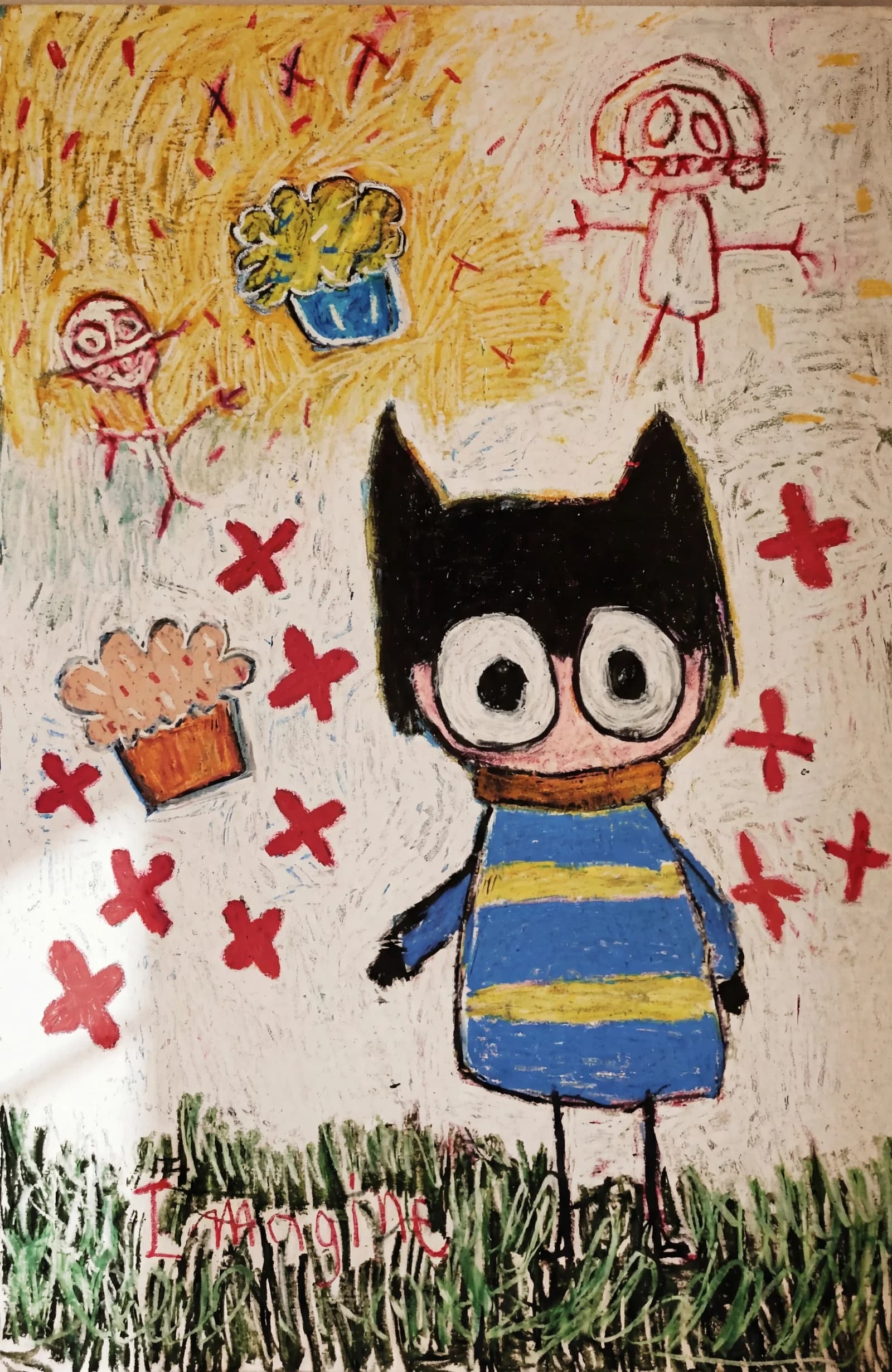 Children's Cat Character Sunny Days - Abstract wall art