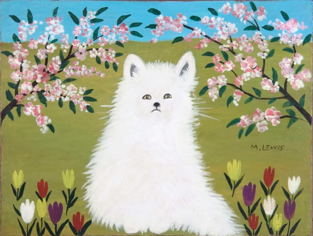 White Arctic Fox Spring - Abstract wall art