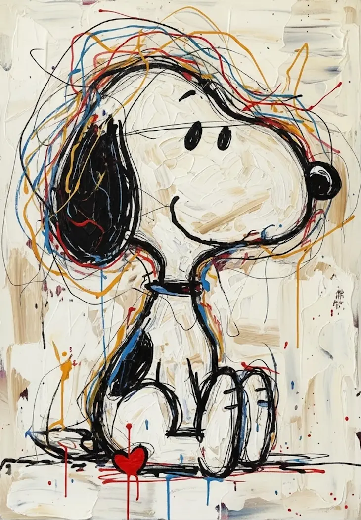 Snoopy Expressive Brushstroke Heartbeat