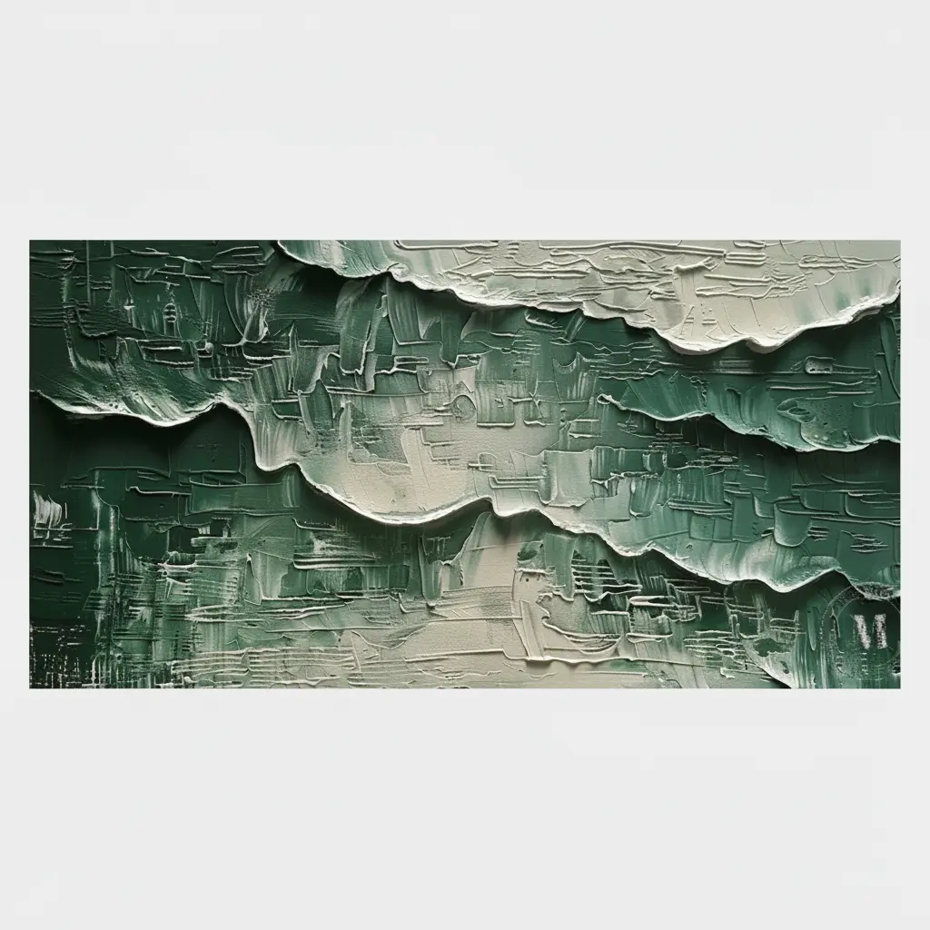 Abstract Green Textured Quiet Layers - Wall Art by Fir Gallery