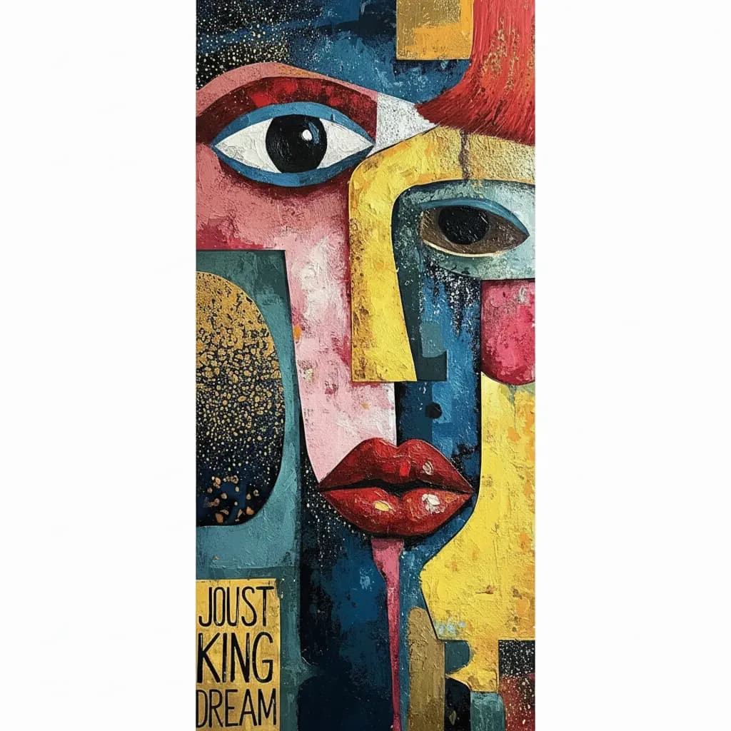Cubist Colorful Portrait Joust Dream - Wall Art by Fir Gallery