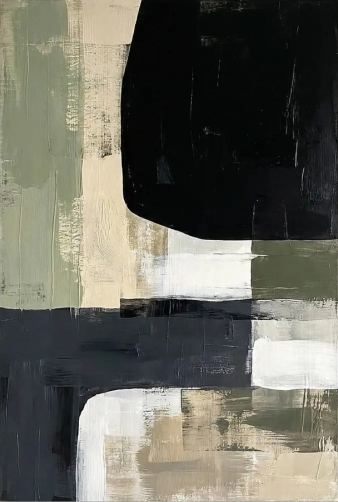 Monochrome Sage Abstract Still Ground