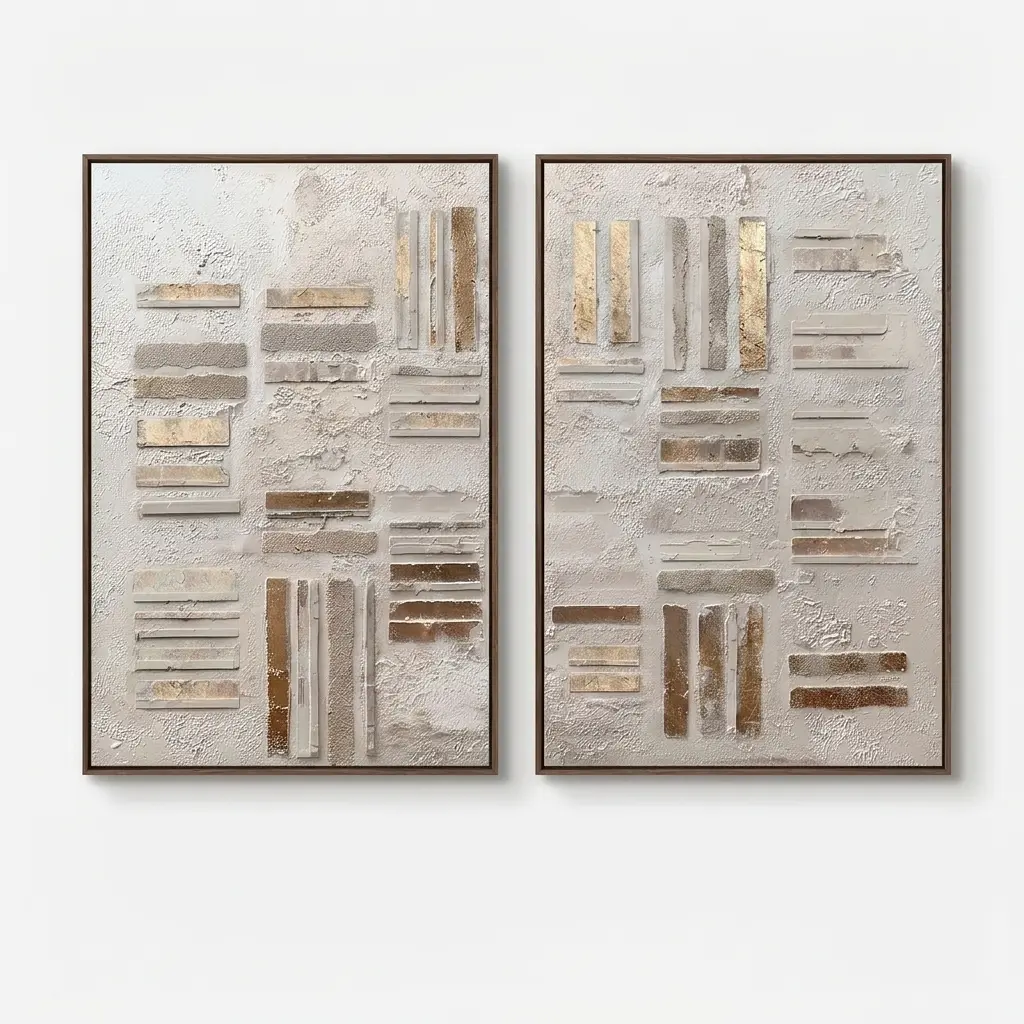 Neutral Textured Abstract Still Intervals - Wall Art by Fir Gallery