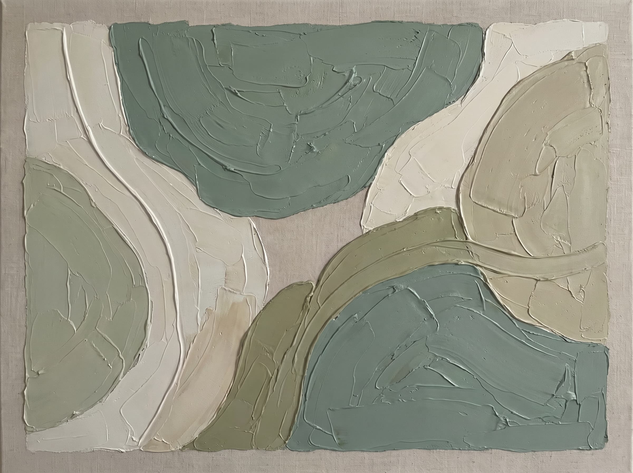 Sage Green Geometric Textured Wabi Sabi Wall Art