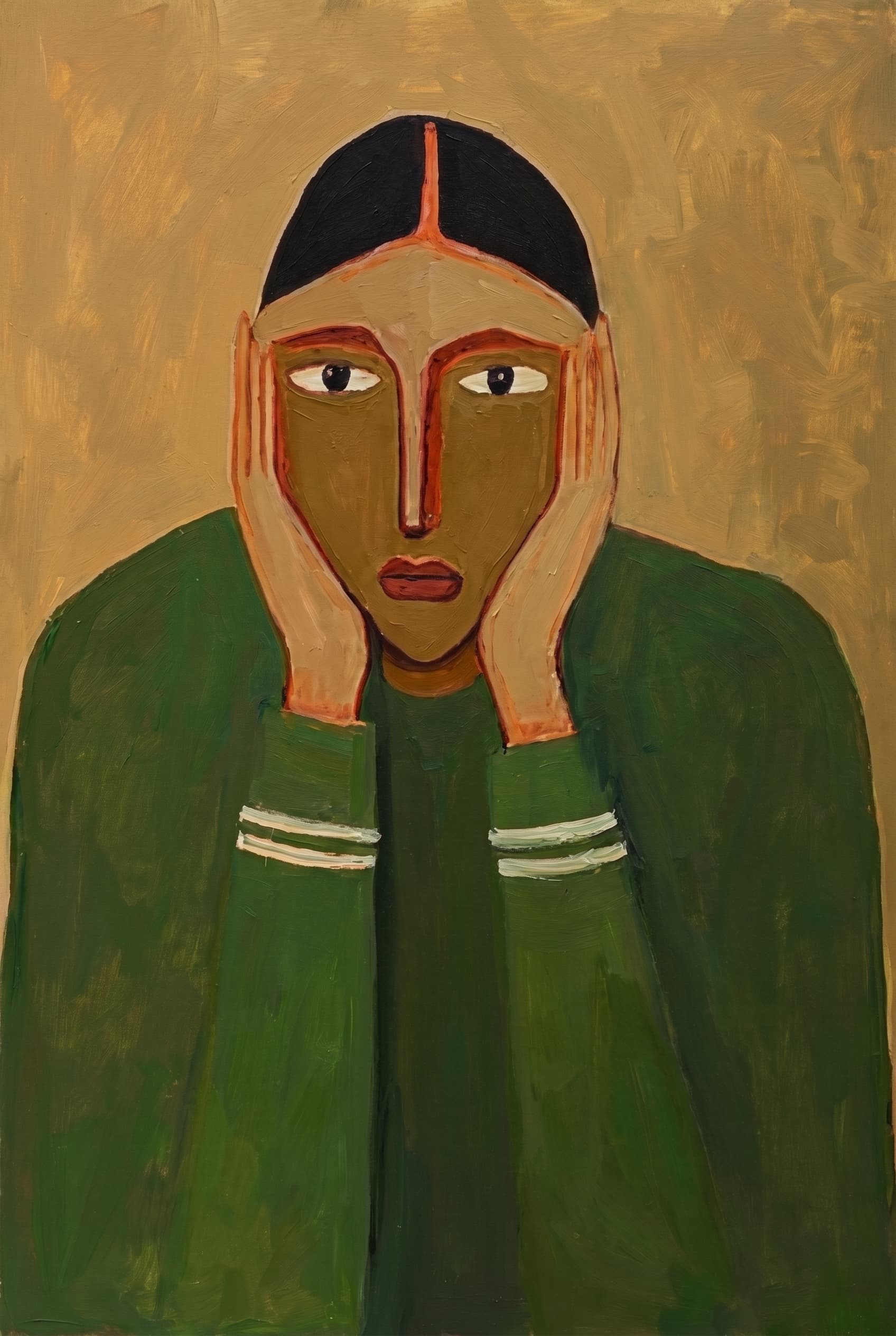 Modern Figurative Portrait Held Face