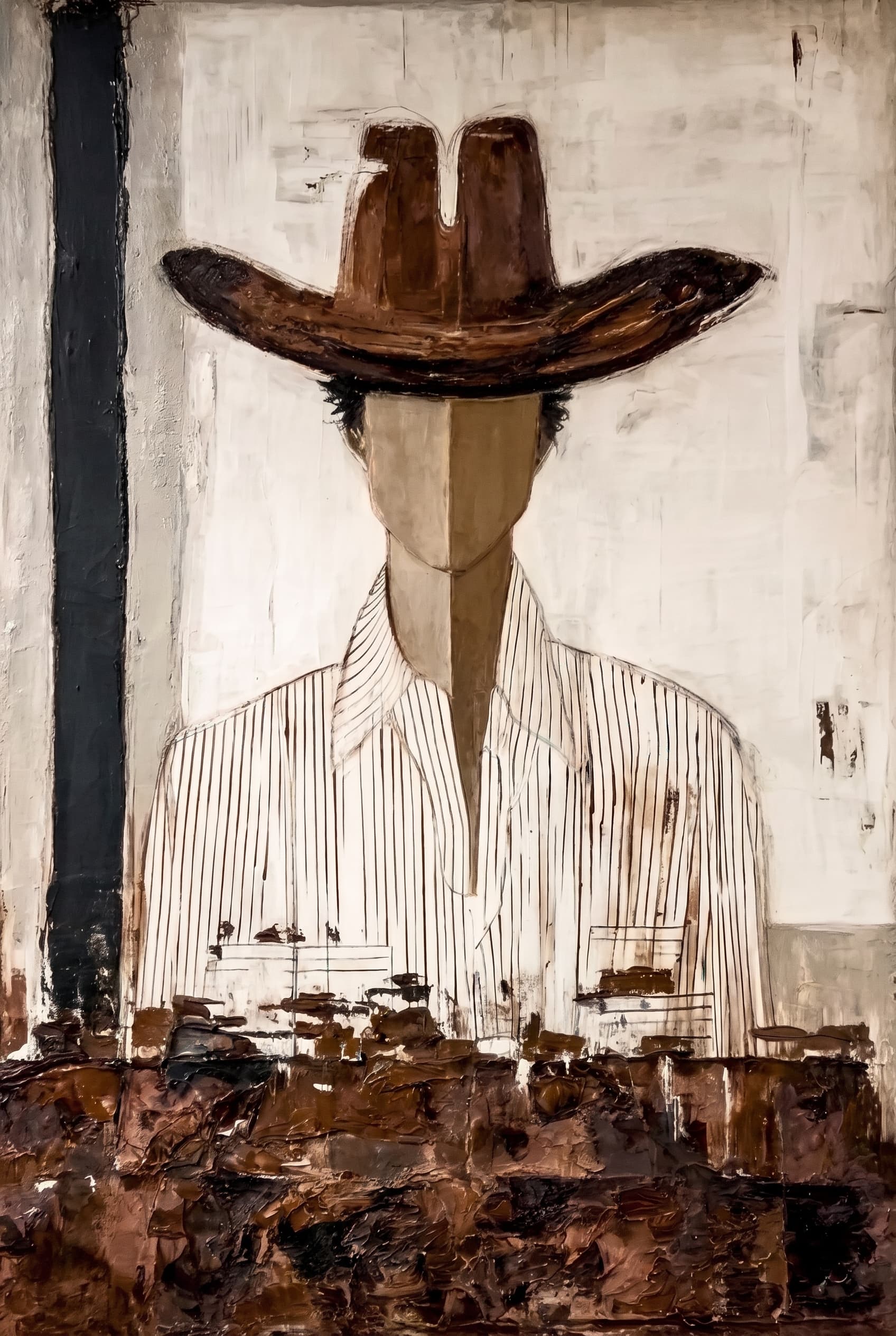 Western Cowboy Portrait Canvas Wall Art - Textured