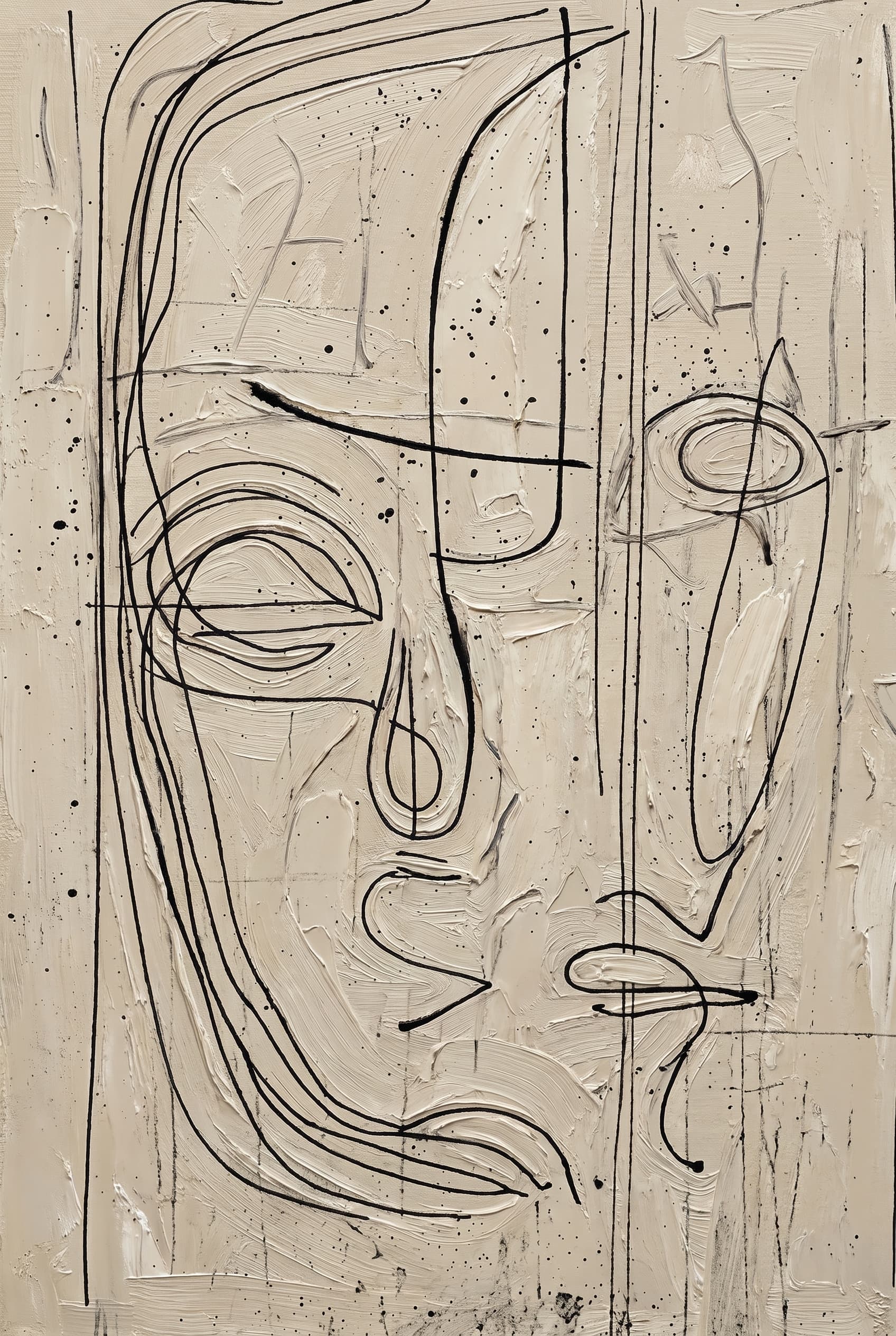 Minimalist Line Face Portrait Canvas Wall Art