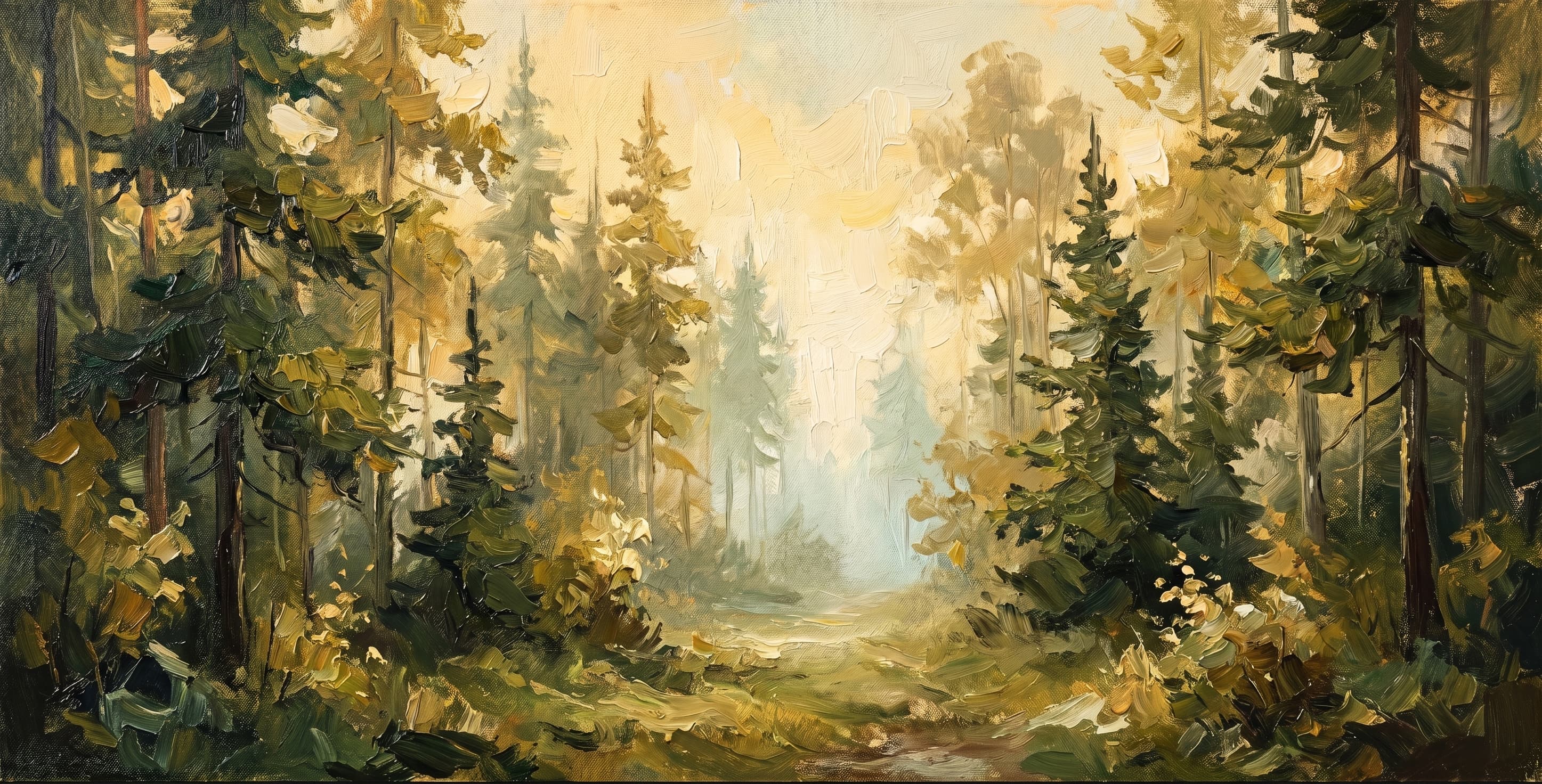 Sunlit Forest Landscape Canvas Wall Art