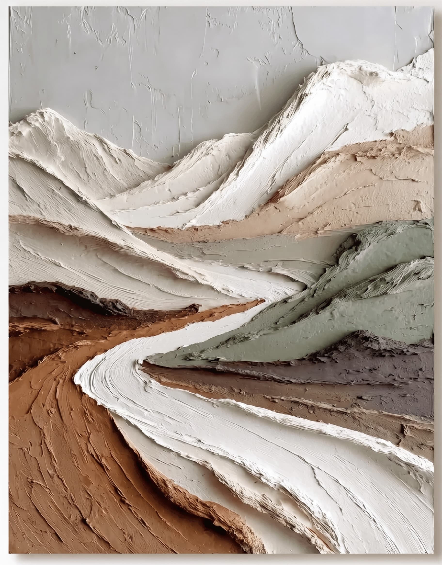 Textured Mountain Landscape Wall Art - Neutral