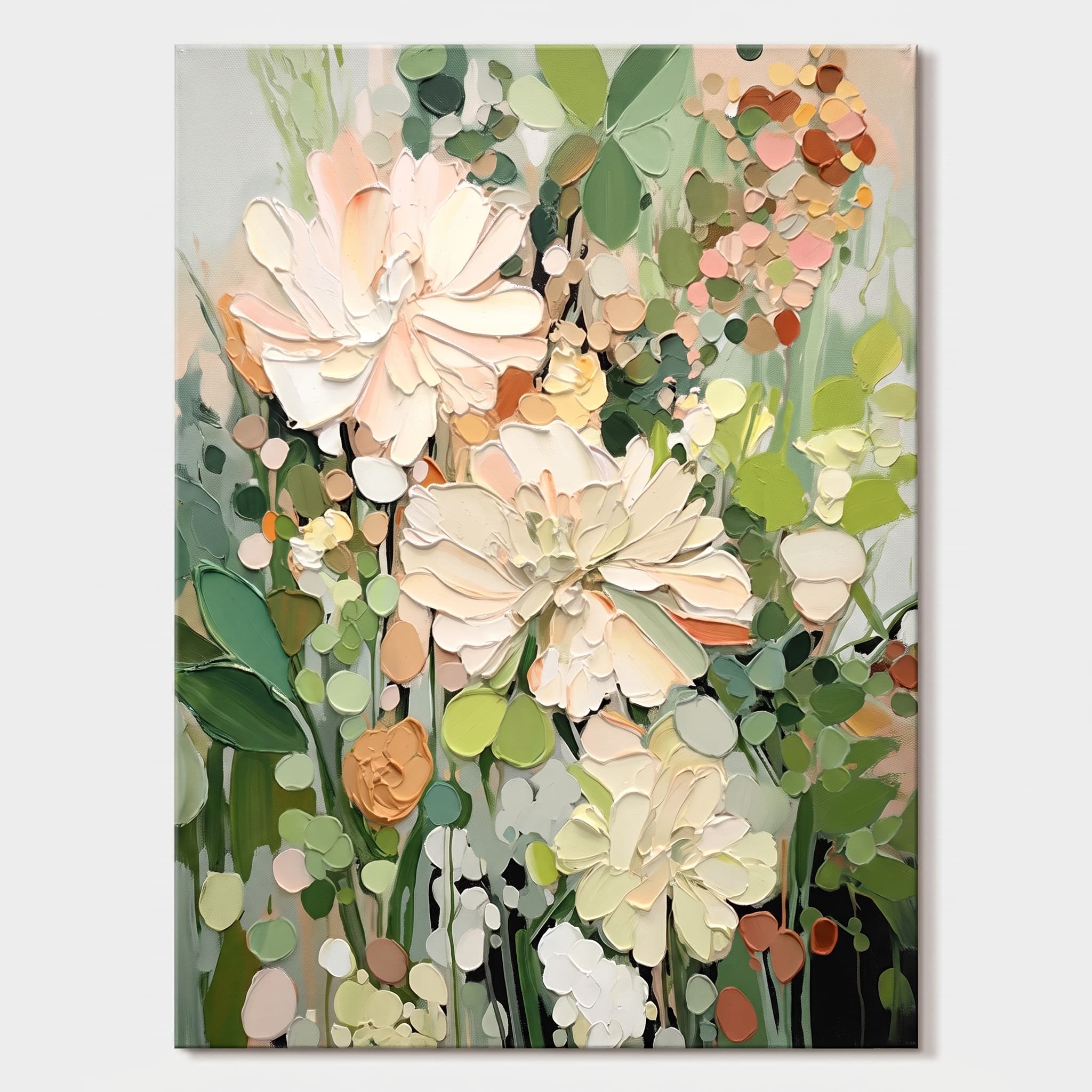 Sage Blush Textured Botanical Floral Wall Art