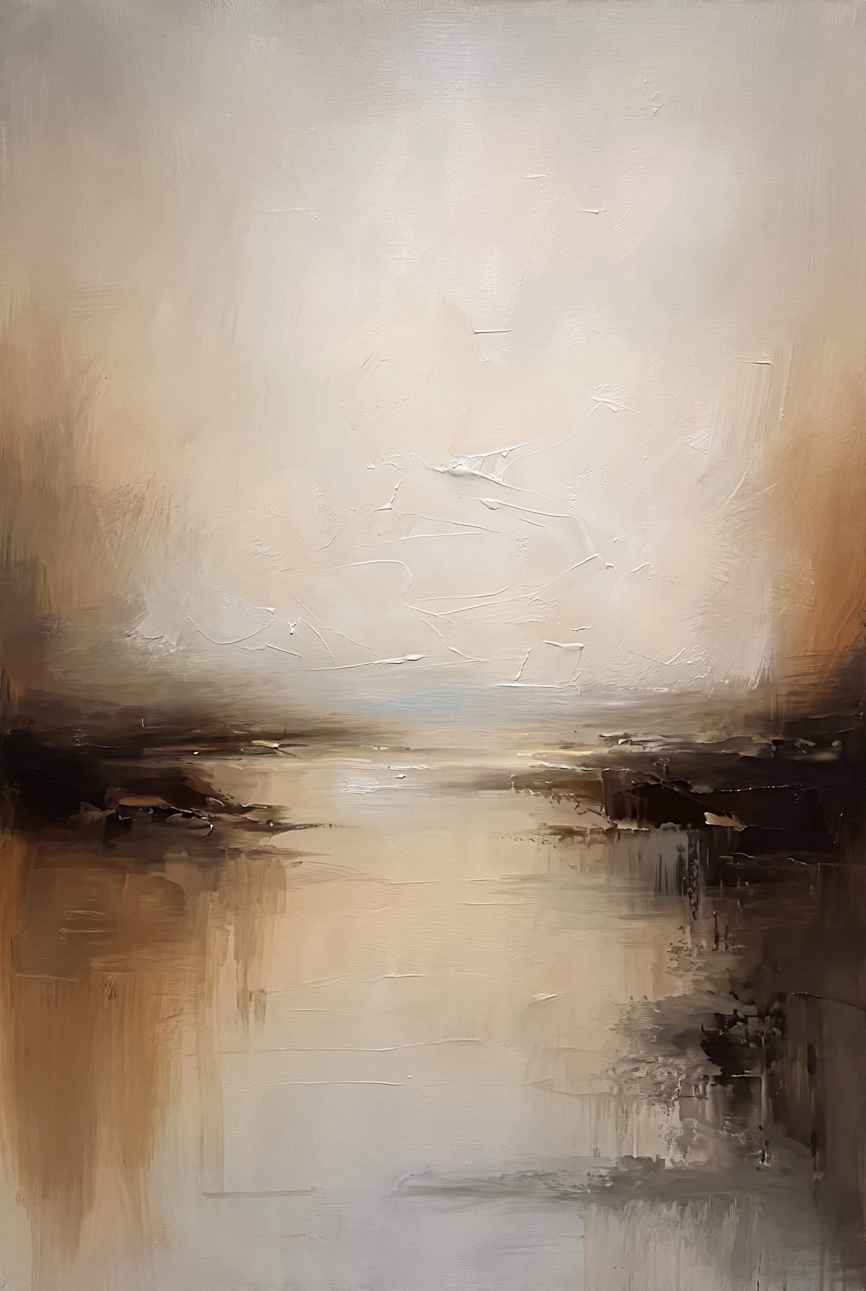 Neutral Abstract Landscape Textured Canvas Wall Art