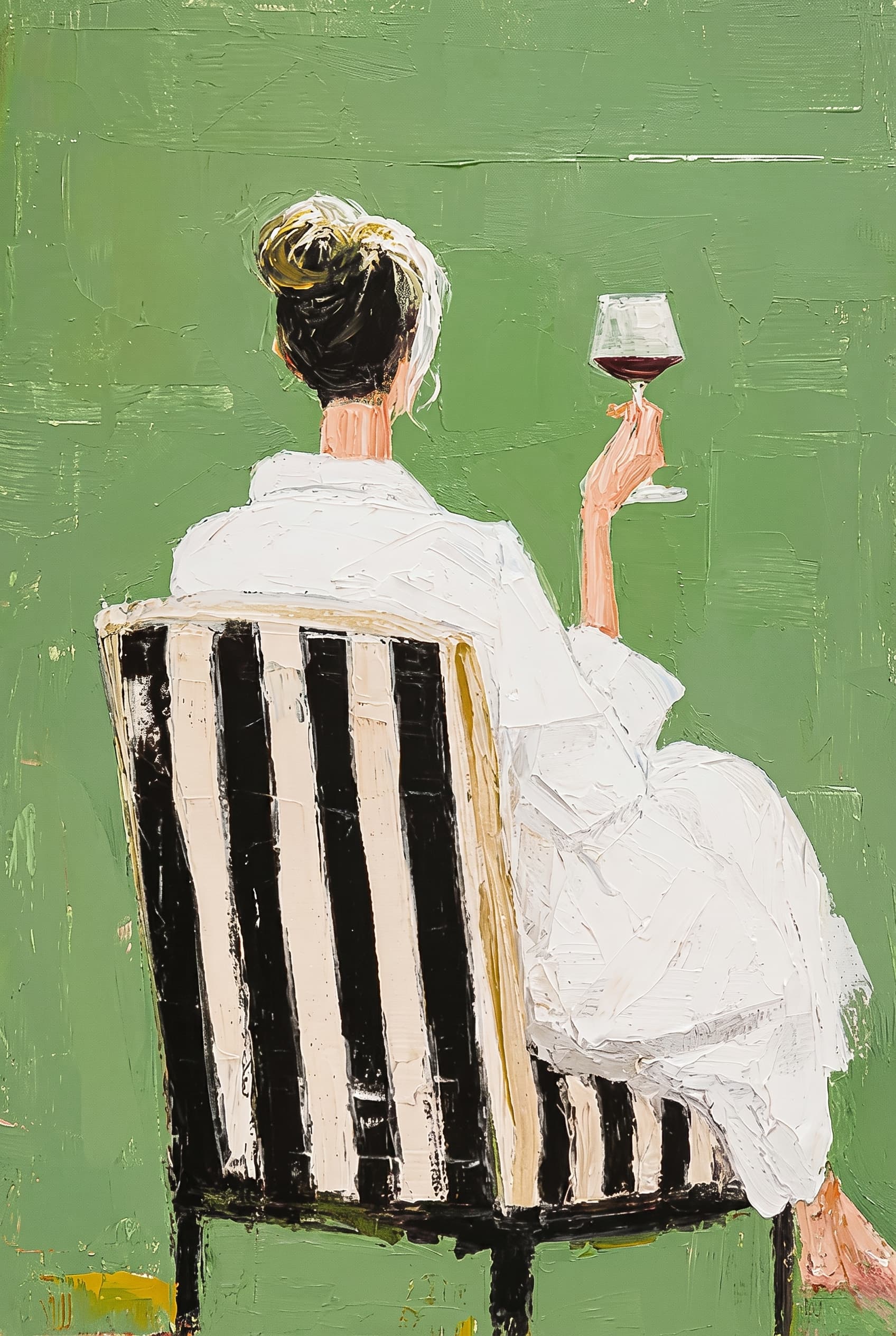 Female Figure Wine Glass Canvas Wall Art