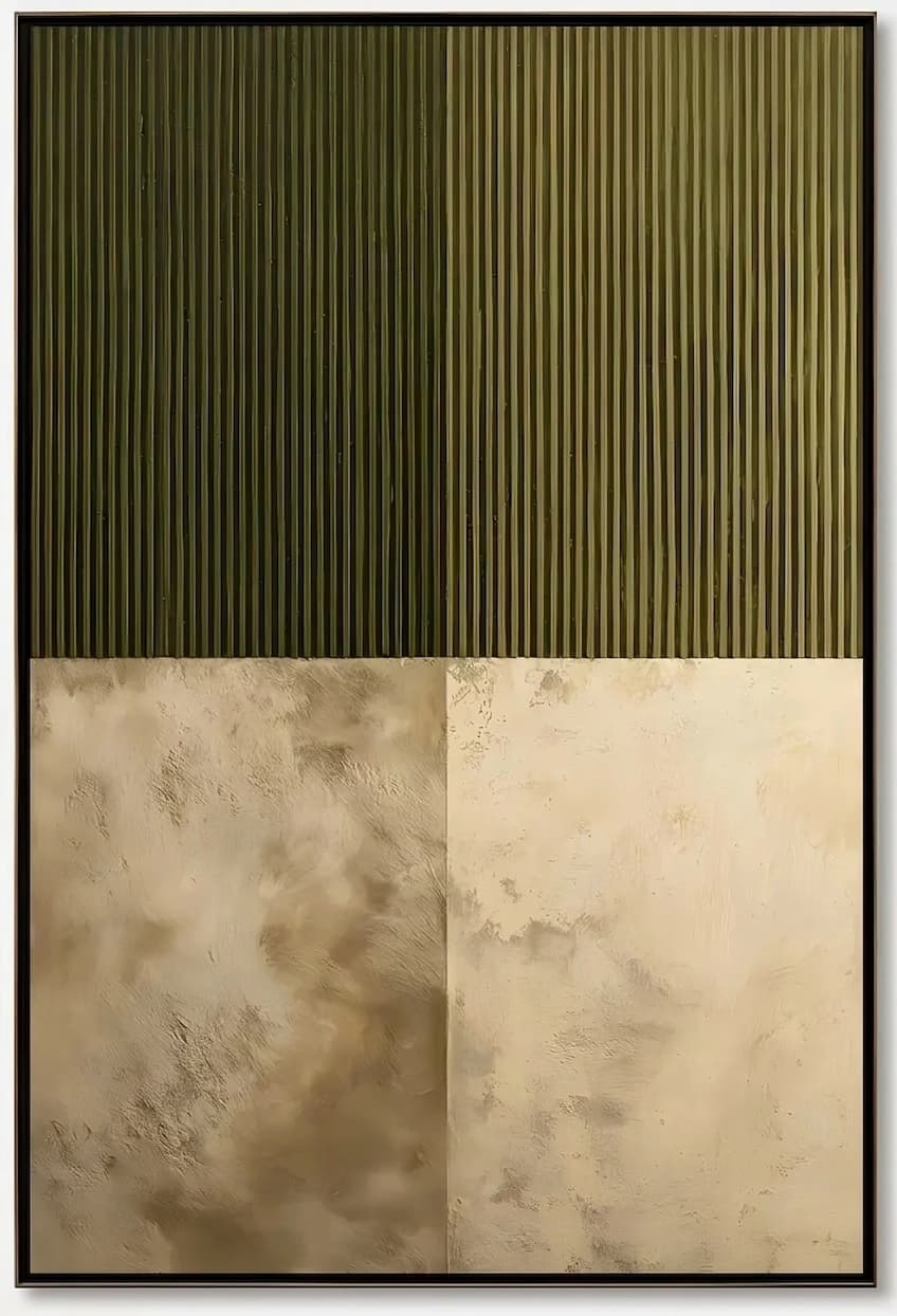 Striped Olive Abstract Quiet Divide