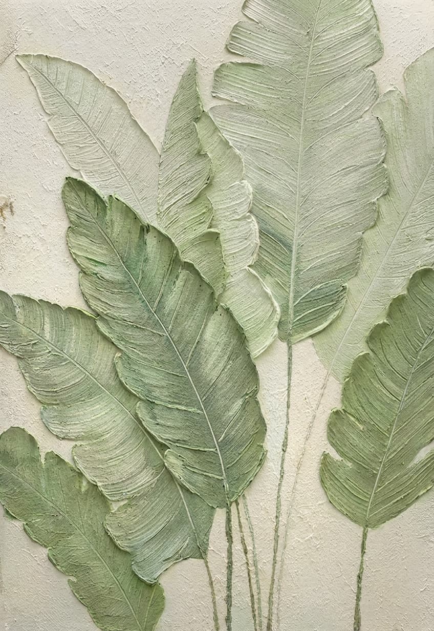 Textured Botanical Leaves Quiet Fronds