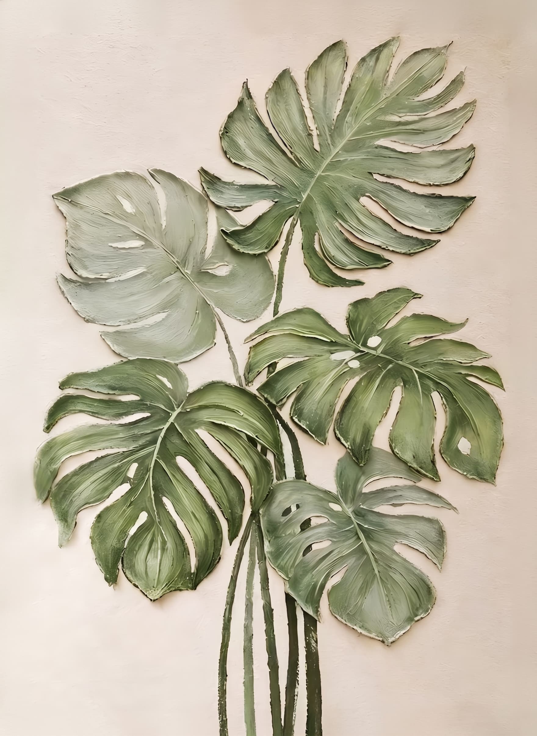 Textured Monstera Leaves Verdant Hush