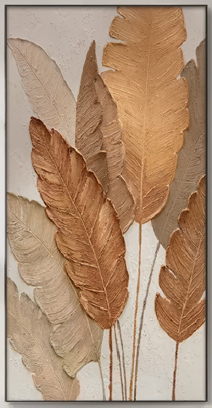 Textured Palm Leaves Amber Drift