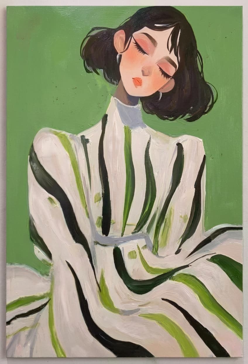 Green Striped Portrait Reverie
