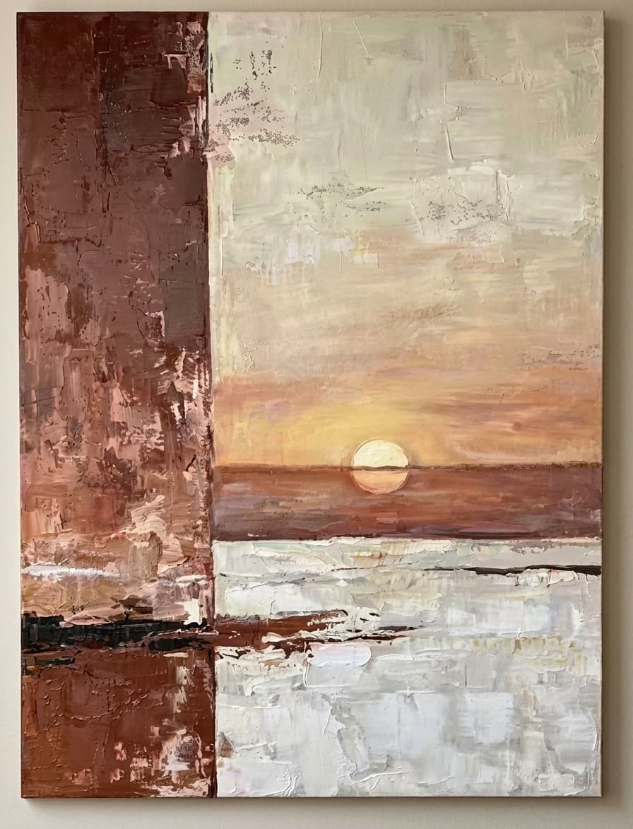 Textured Sunset Landscape Quiet Horizon