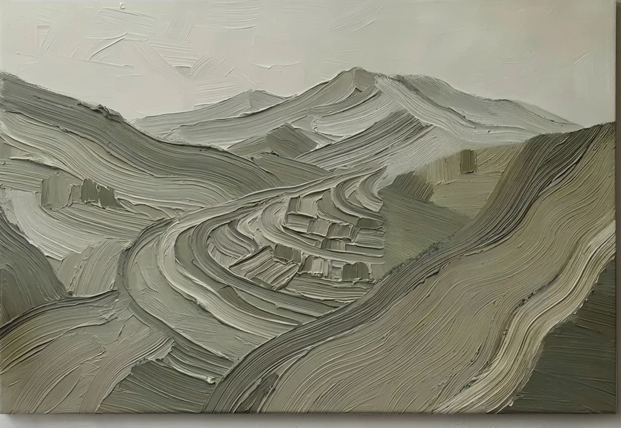 Textured Mountain Landscape Terraced Valley