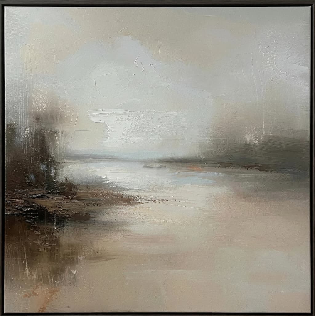Misty Shoreline Landscape Quiet Tide