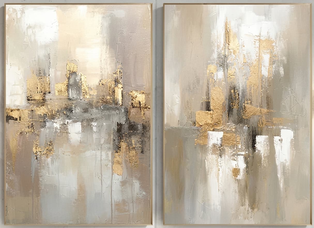 Abstract Gold Cityscape Skyline Reflections