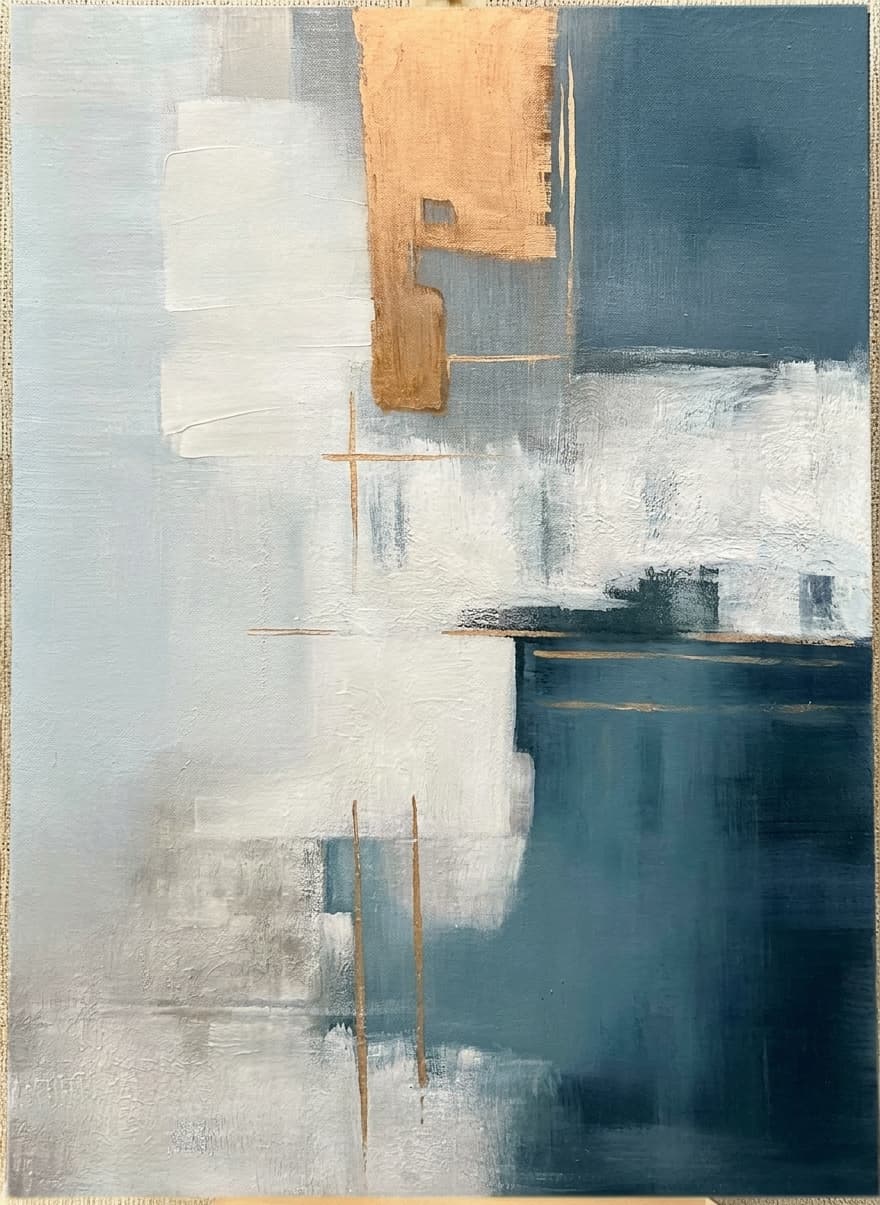 Abstract Blue Ochre Quiet Divide