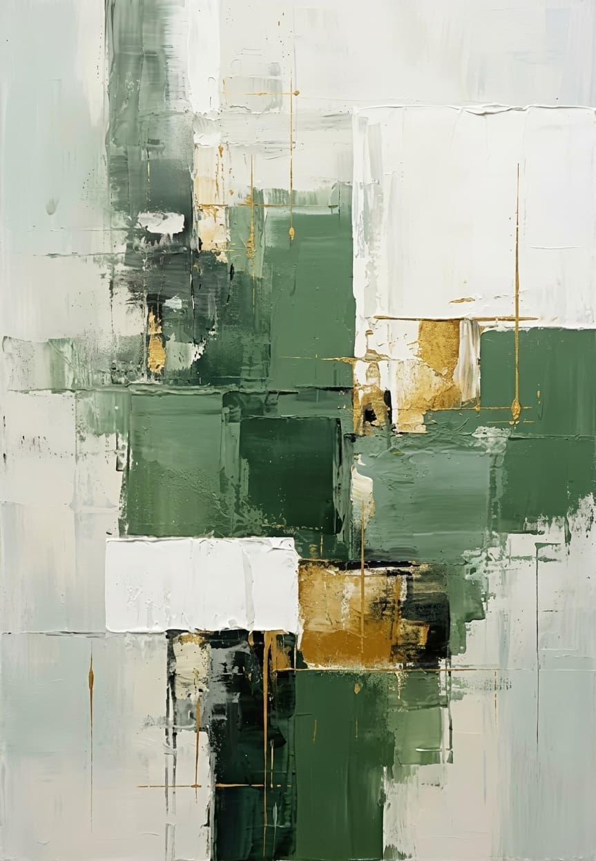 Abstract Green Gold Quiet Divide