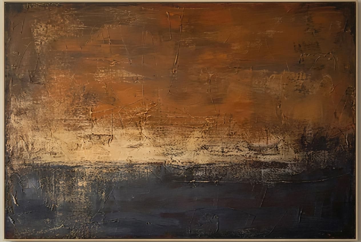 Textured Abstract Landscape Amber Horizon