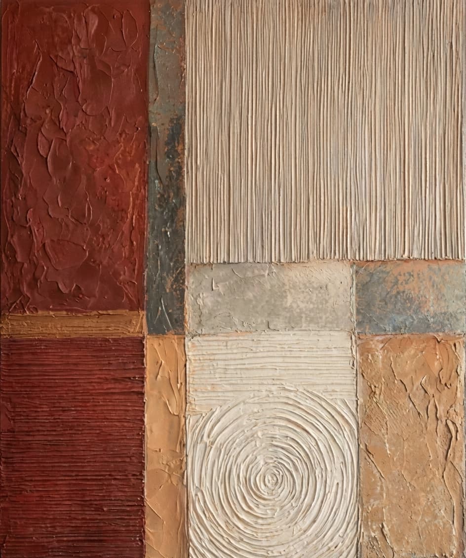 Textured Abstract Grid Terracotta Fields