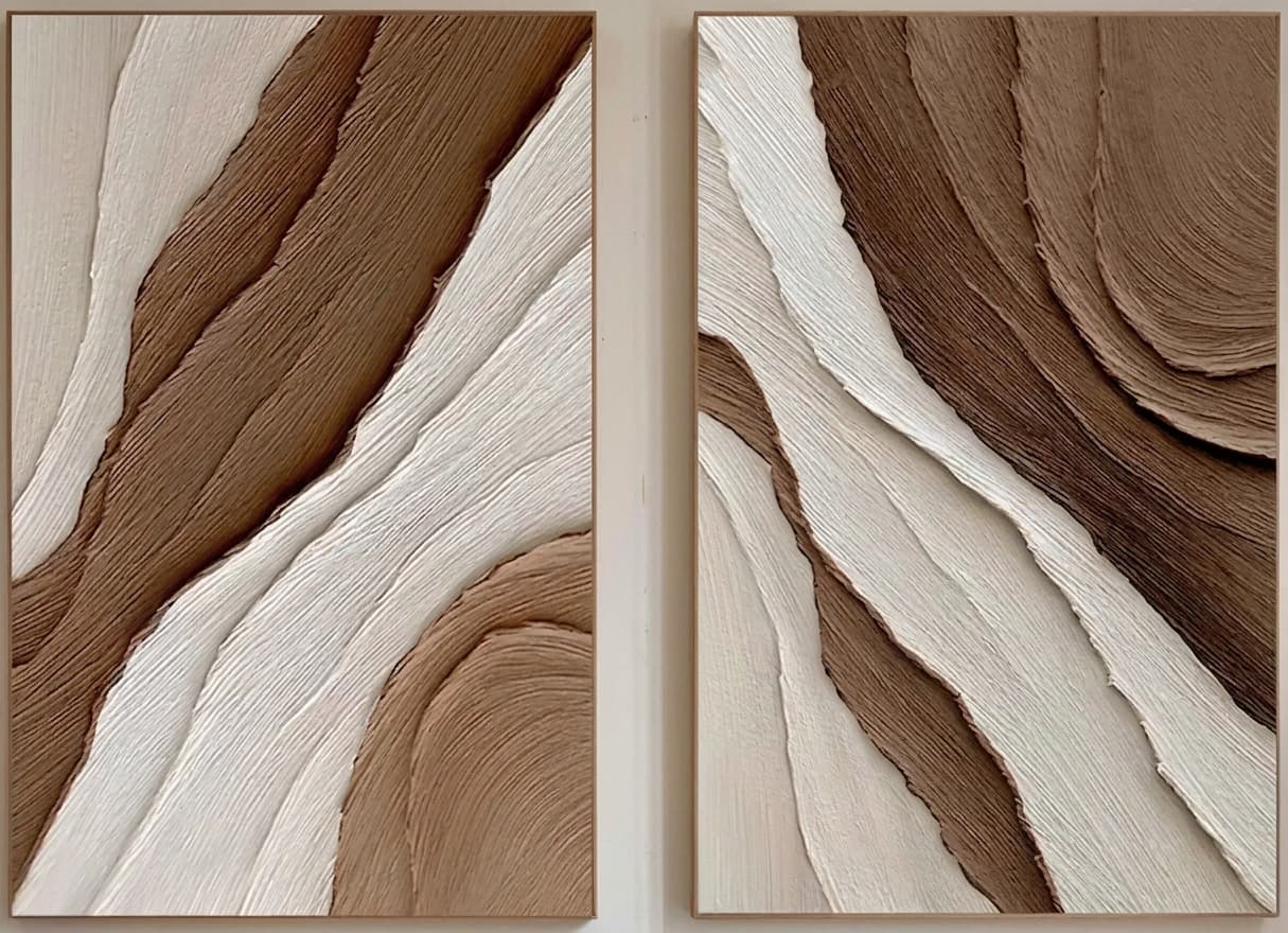 Textured Diptych Flowing Ridges