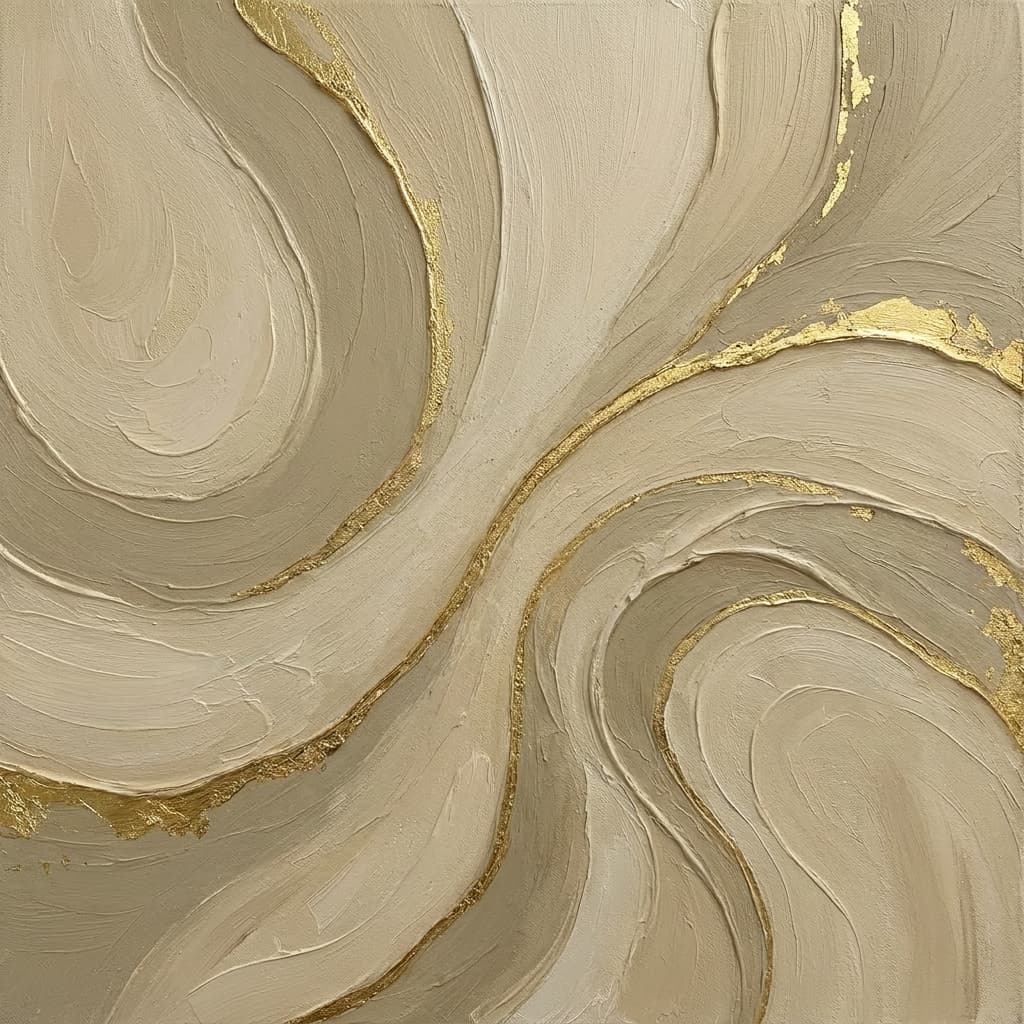 Cream Gold Abstract Slow Spiral - Wall Art by Fir Gallery - Abstract wall art
