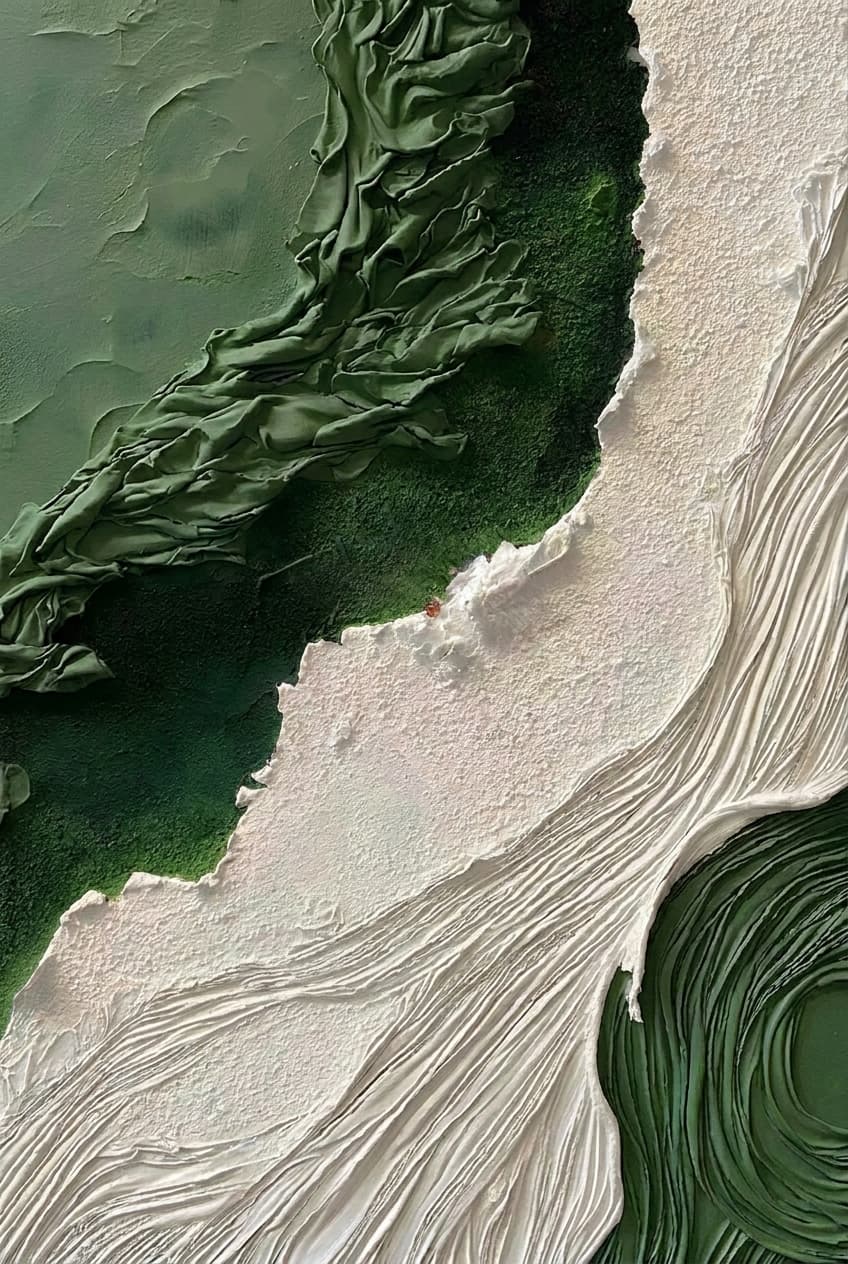 Abstract Green Textured Shore Still - Wall Art by Fir Gallery - Abstract wall art