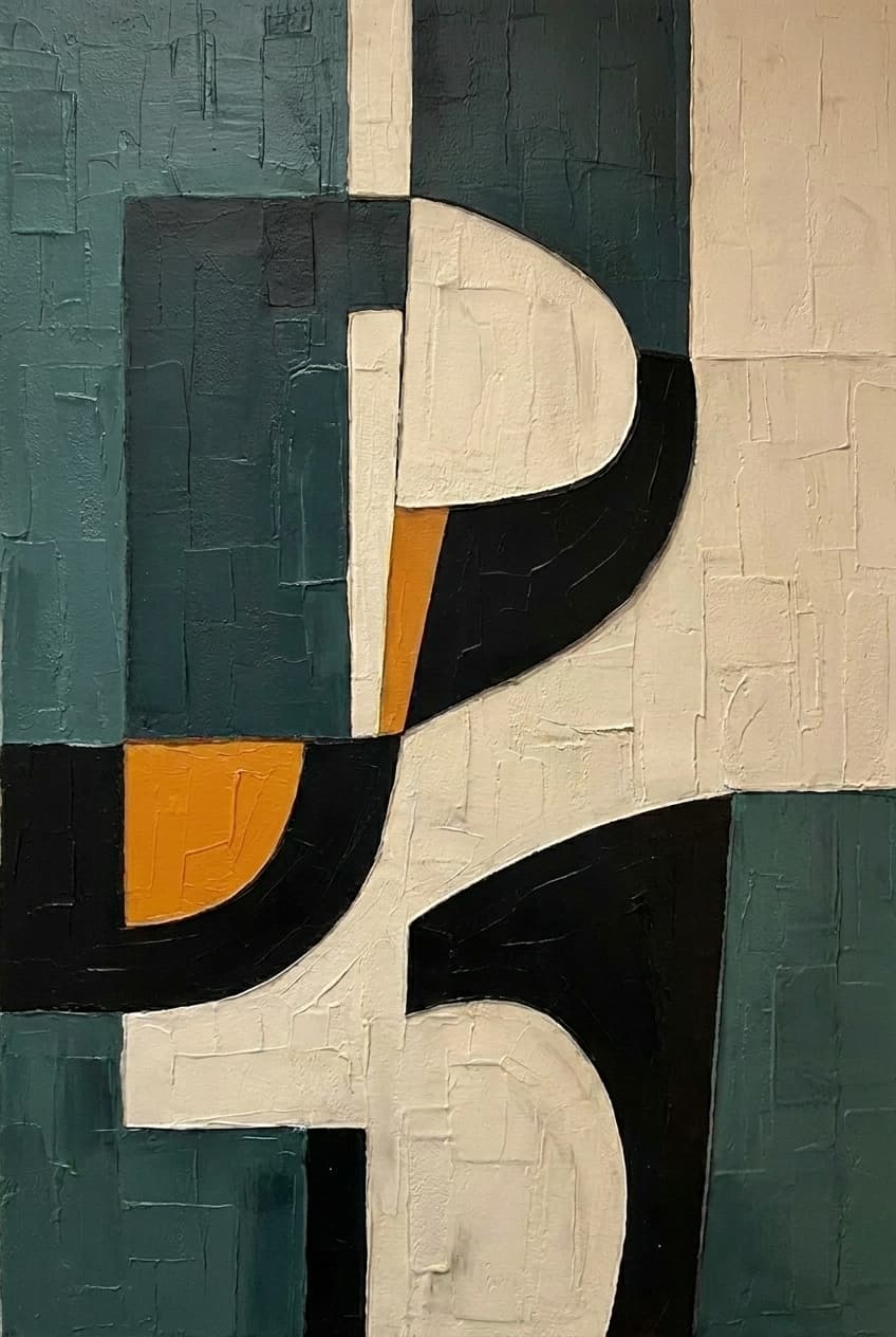 Geometric Teal Abstract Slow Turn - Wall Art by Fir Gallery - Abstract wall art