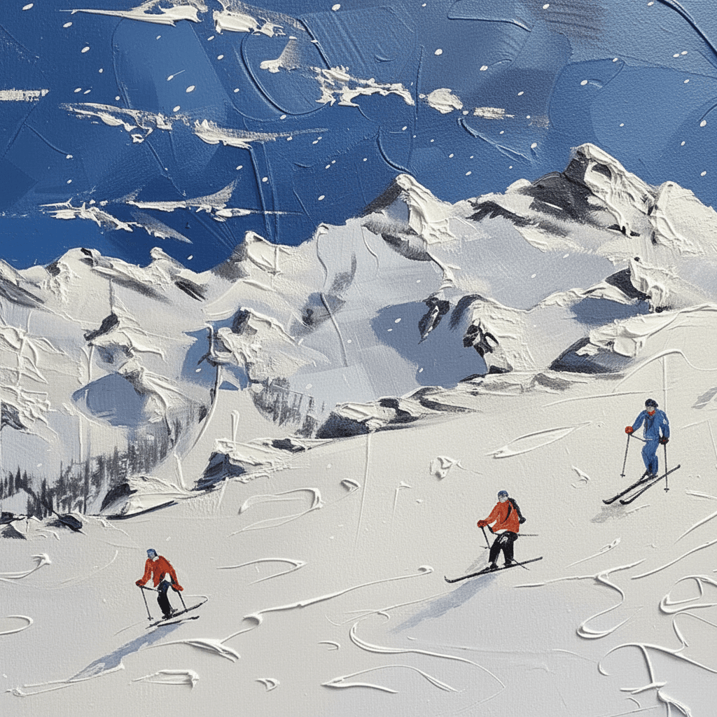 Blue Mountain Ski Descent - Wall Art by Fir Gallery - Abstract wall art