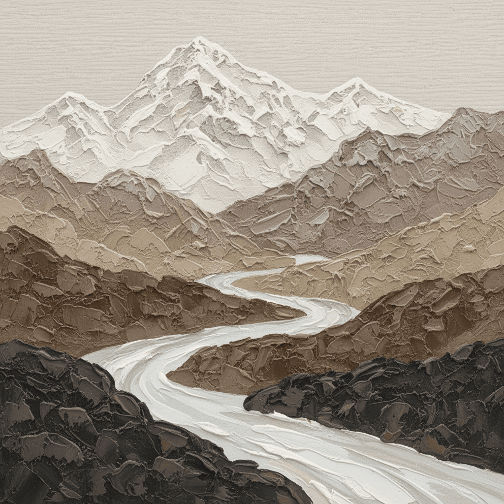 Brown Mountain Landscape Still Peak - Wall Art by Fir Gallery - Abstract wall art