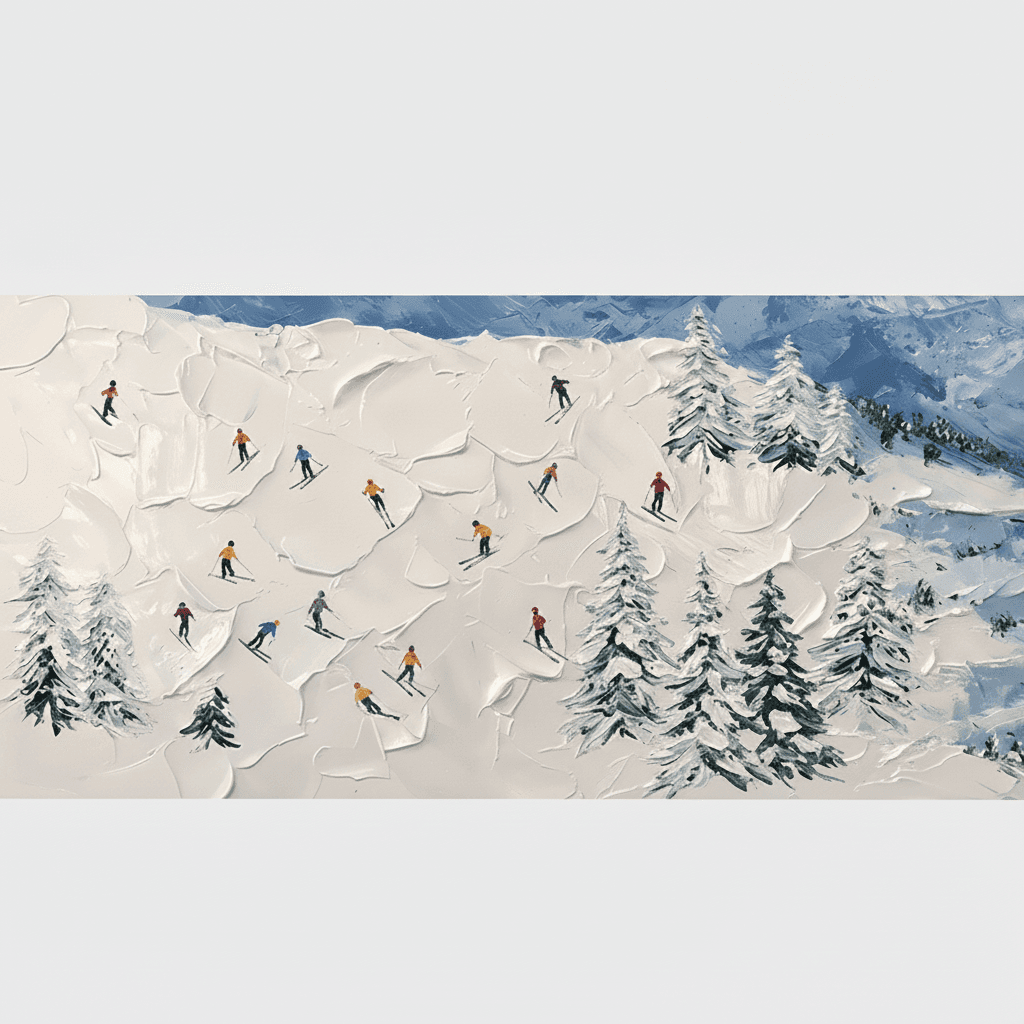 Winter Ski Slope Mountain Rush - Wall Art by Fir Gallery - Abstract wall art