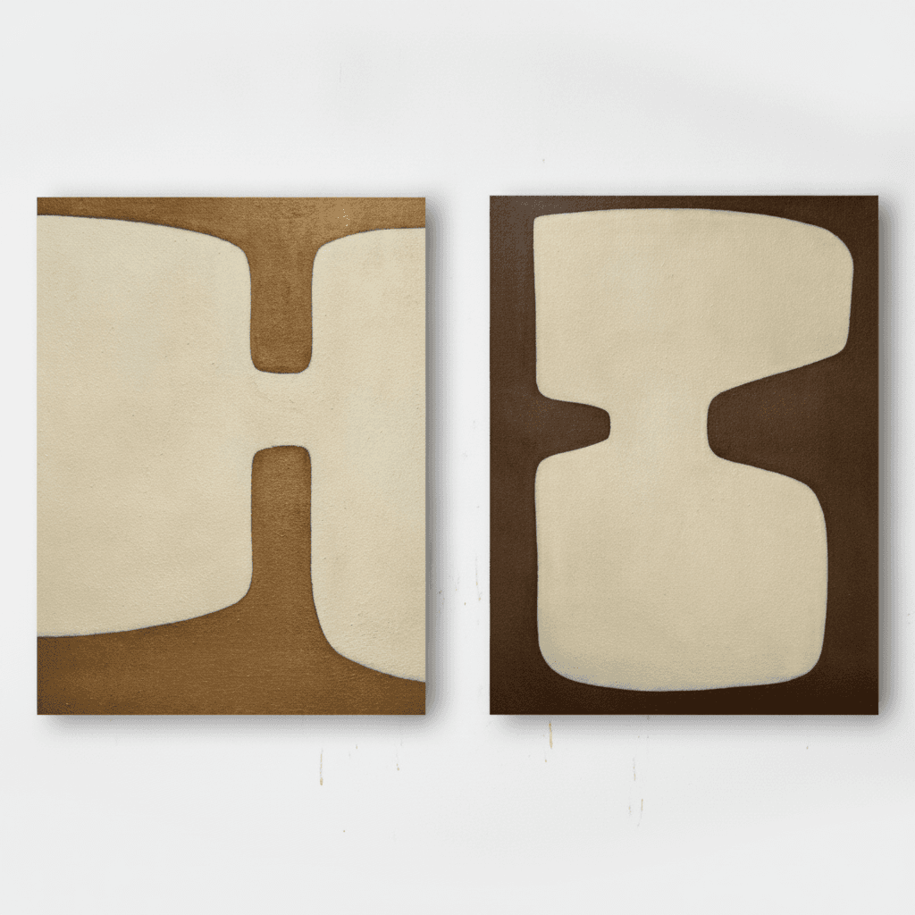 Neutral Abstract Diptych Still Interval - Wall Art by Fir Gallery - Abstract wall art