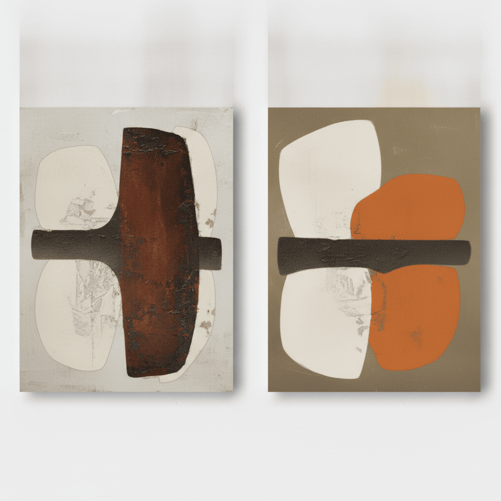 Neutral Abstract Diptych Still Interval - Wall Art by Fir Gallery - Abstract wall art