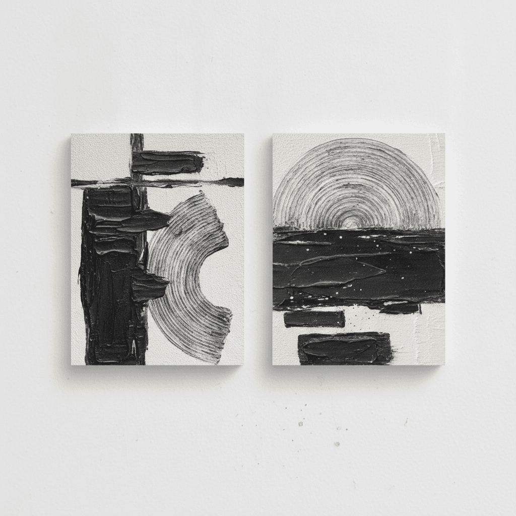 Monochrome Textured Abstract Still Interval - Wall Art by Fir Gallery - Abstract wall art