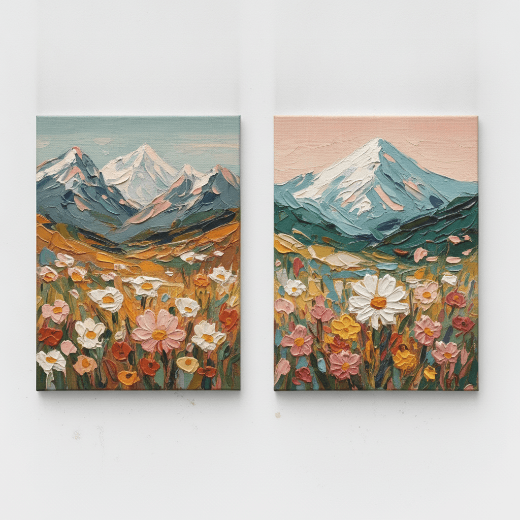 Wildflower Mountain Landscape First Bloom - Wall Art by Fir Gallery - Abstract wall art