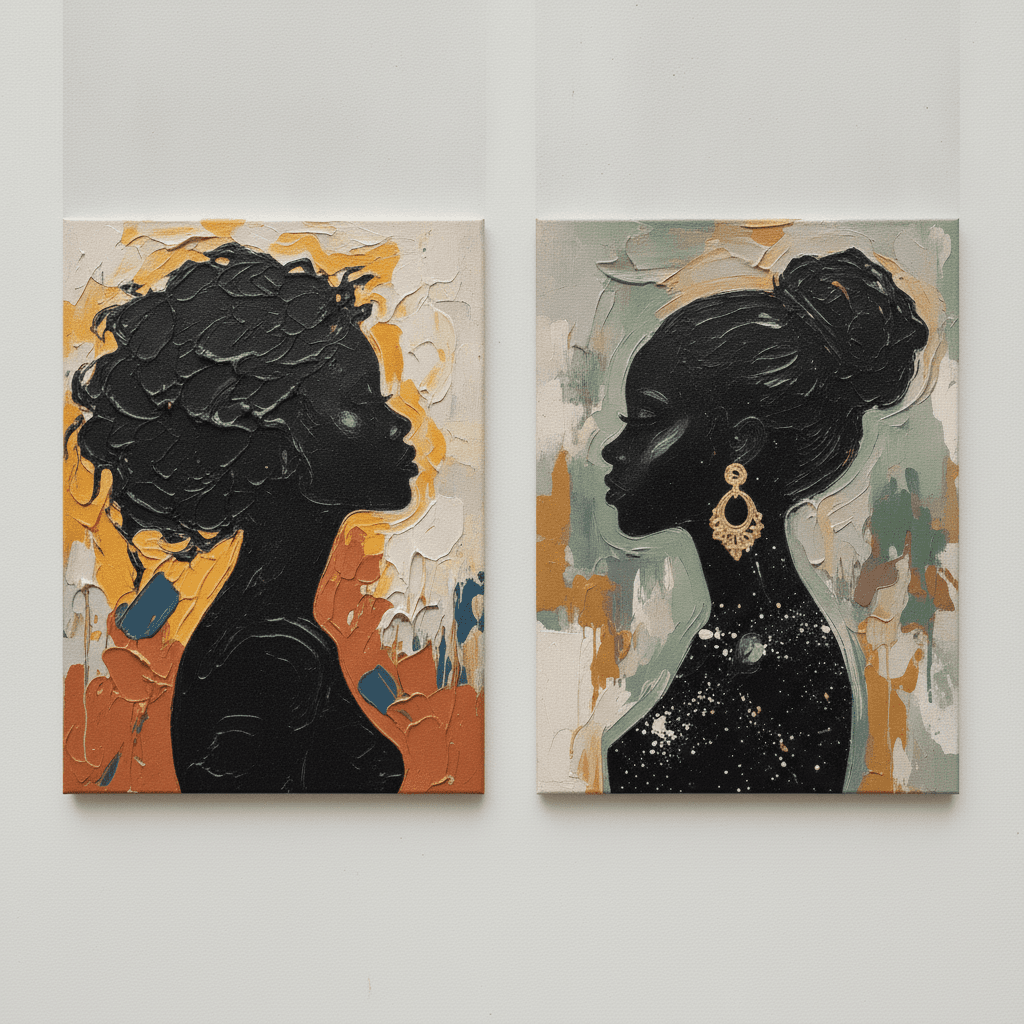 Abstract Black Figurative Silhouette Diptych - Wall Art by Fir Gallery - Abstract wall art