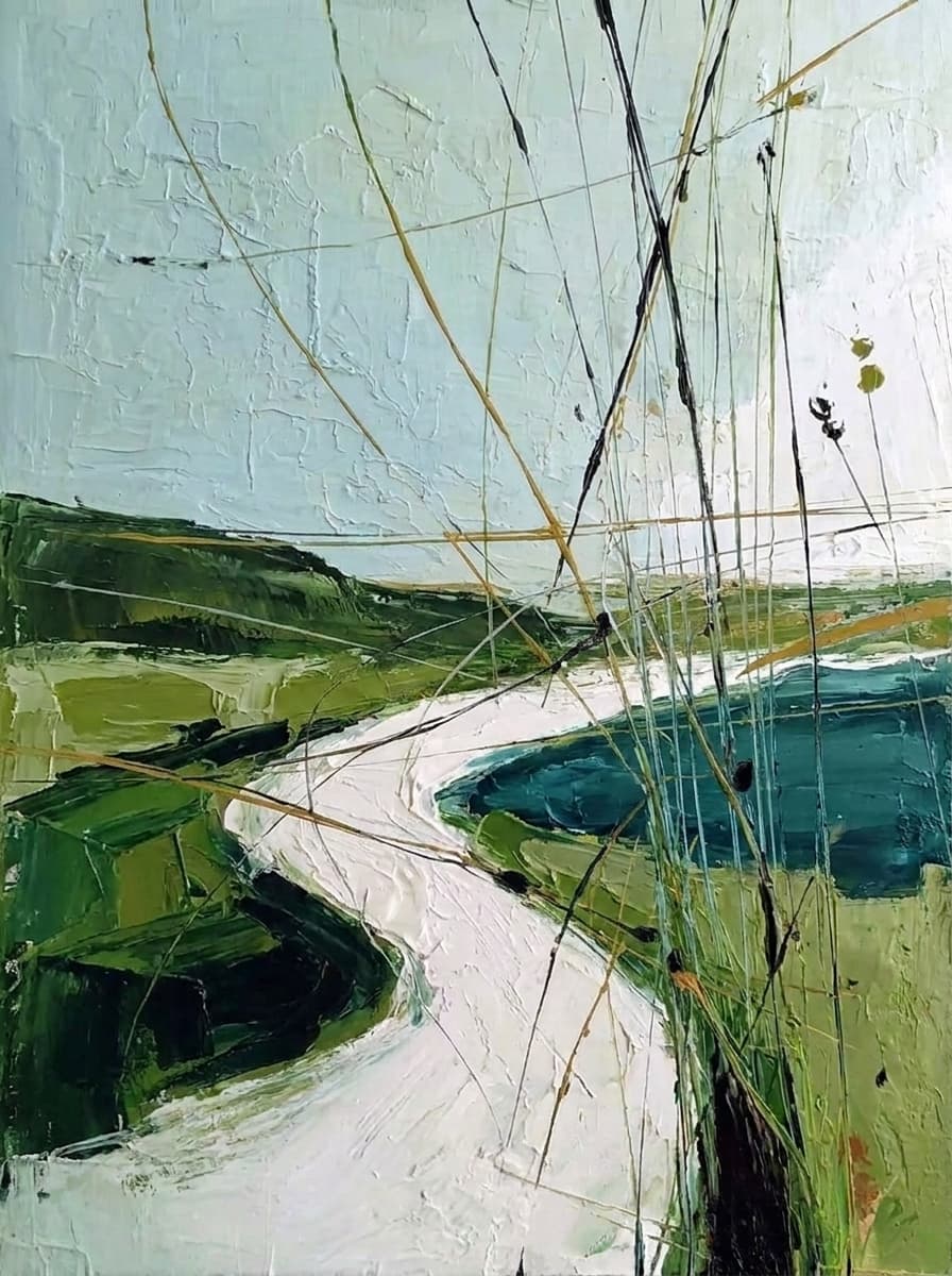 Abstract Landscape Green Quiet Path - Wall Art by Fir Gallery - Abstract wall art