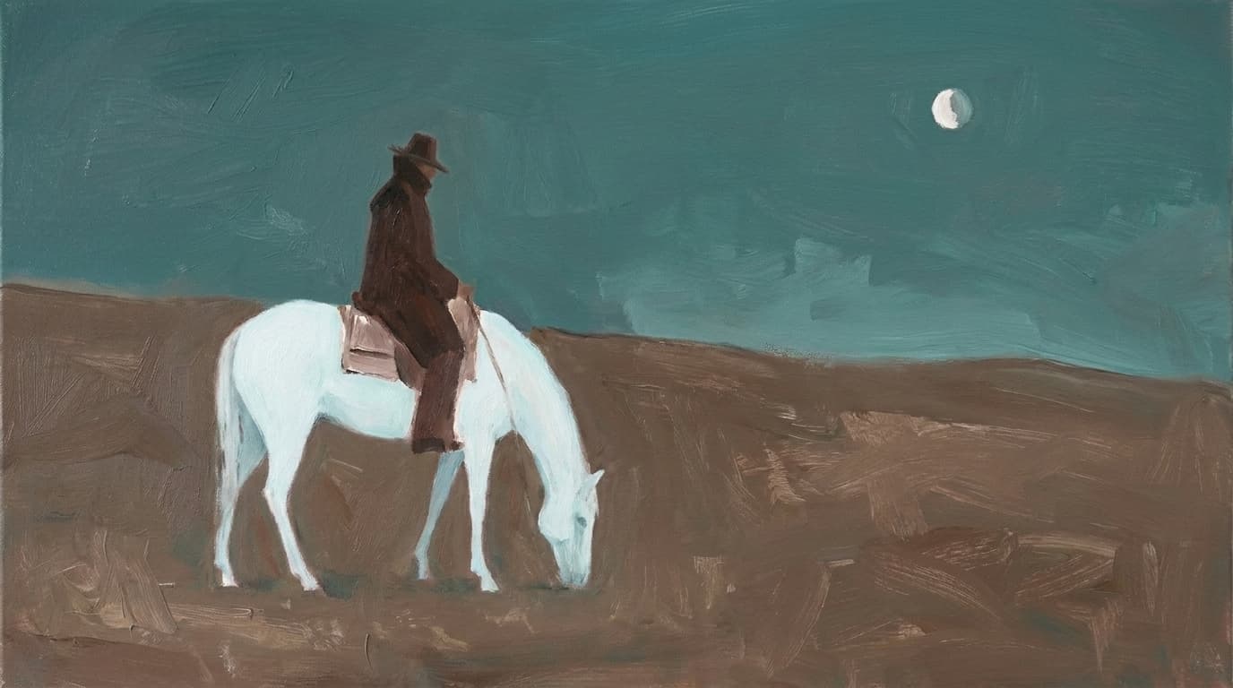Teal Equestrian Moonlit Rider - Wall Art by Fir Gallery - Abstract wall art