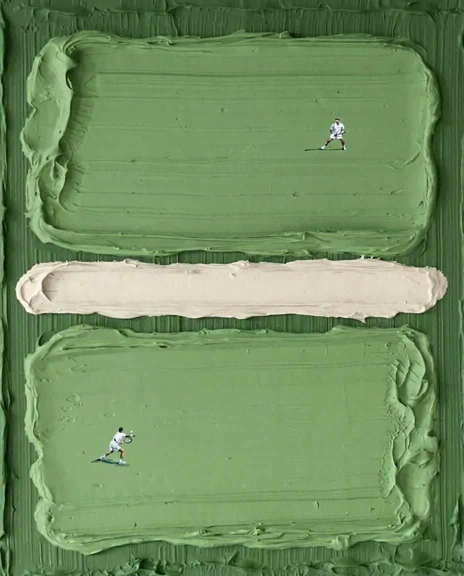 Green Textured Tennis Match Point - Wall Art by Fir Gallery - Abstract wall art