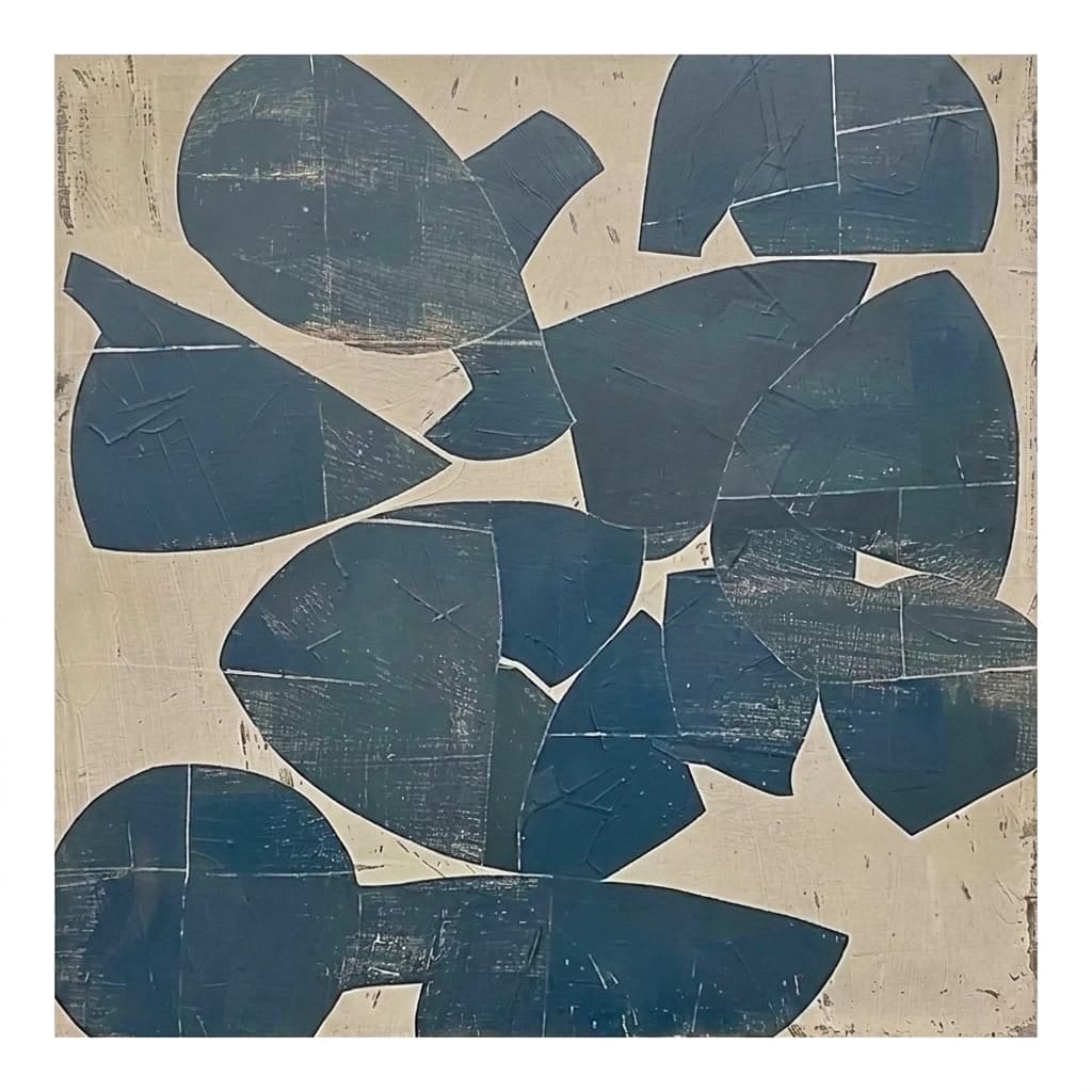 Blue Abstract Geometric Still Drift - Wall Art by Fir Gallery - Abstract wall art